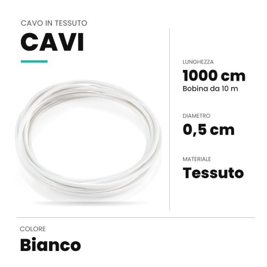 Ideal lux cavo in tessuto 10m bianco