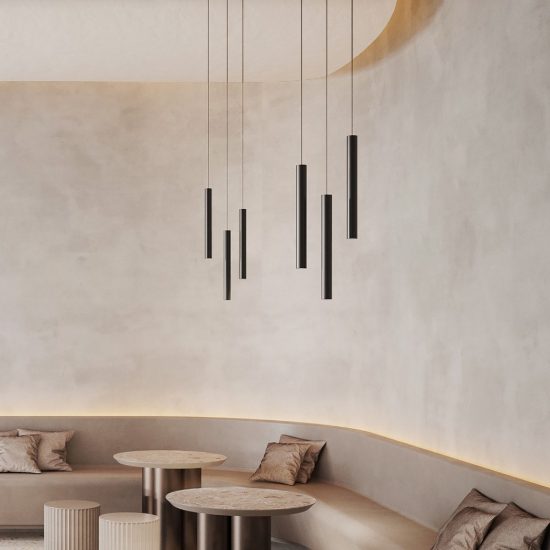 Ideal lux ego pendant tube lampada a sospensione per binario led 12w 3000k 4cm 1-10v nera