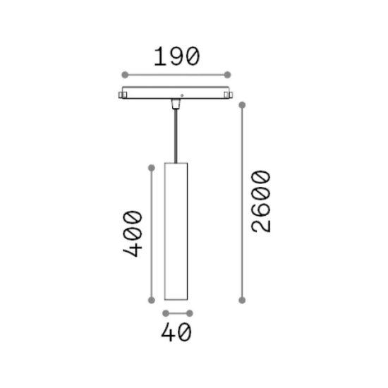 Ideal lux ego pendant tube lampada a sospensione per binario led 12w 3000k 4cm 1-10v nera