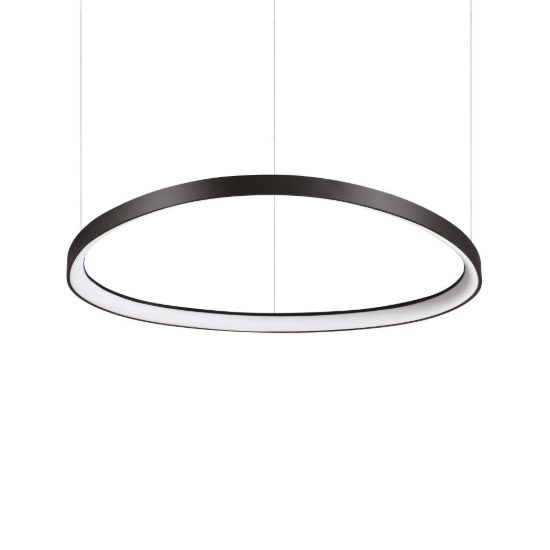 Ideal lux gemini lampadario ad anello led 55w 3000k 81cm dali push per sala da pranzo moderno nero