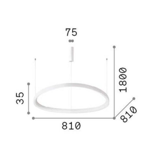 Ideal lux gemini lampadario ad anello led 55w 3000k 81cm dali push per sala da pranzo moderno nero
