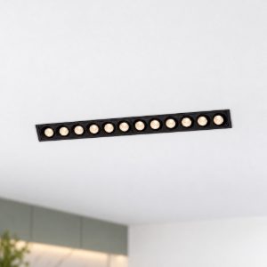 Ideal lux lika faretto da incasso per cartongesso led 20w 3000k foro 23,1x2,3cm lineare nero