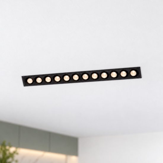 Ideal lux lika faretto da incasso per cartongesso led 20w 3000k foro 23,1x2,3cm lineare nero