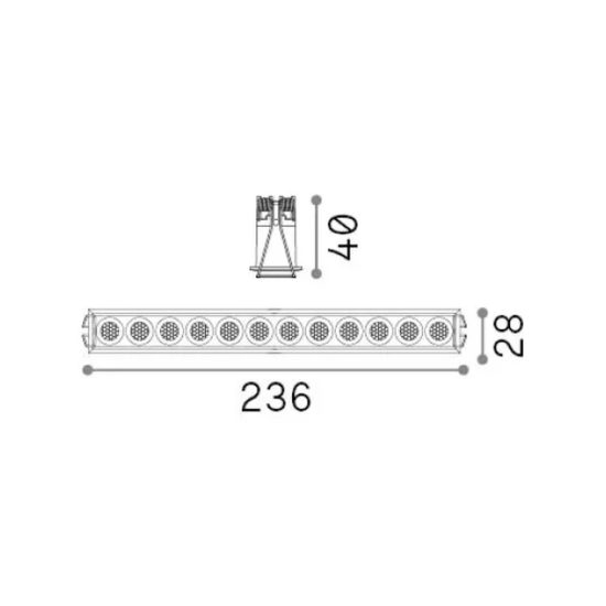 Ideal lux lika faretto da incasso per cartongesso led 20w 3000k foro 23,1x2,3cm lineare nero