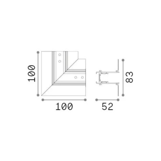 Ideal lux ego giunto a l per binario da incasso easy on-off nero