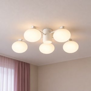 Ideal lux hermes plafoniera 5 luci g9 60cm per soggiorno moderna bianca