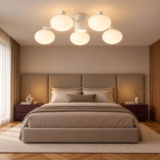 Ideal lux hermes plafoniera 5 luci g9 60cm per soggiorno moderna bianca