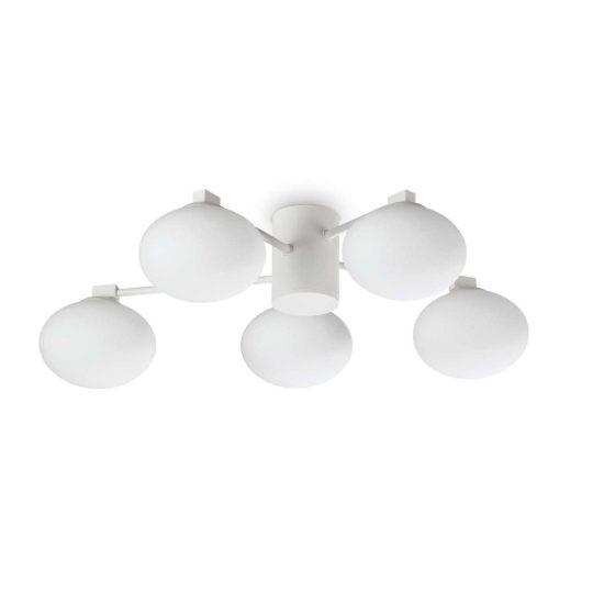 Ideal lux hermes plafoniera 5 luci g9 60cm per soggiorno moderna bianca