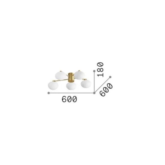 Ideal lux hermes plafoniera 5 luci g9 60cm per soggiorno moderna bianca