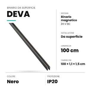 Ideal lux deva binario magnetico 24v da superficie 1m nero