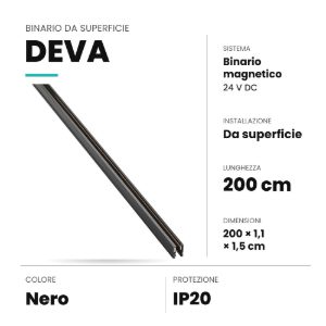 Ideal lux deva binario magnetico 24v da superficie 2m nero
