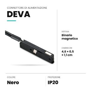Ideal lux deva connettore di alimentazione per binario magnetico nero