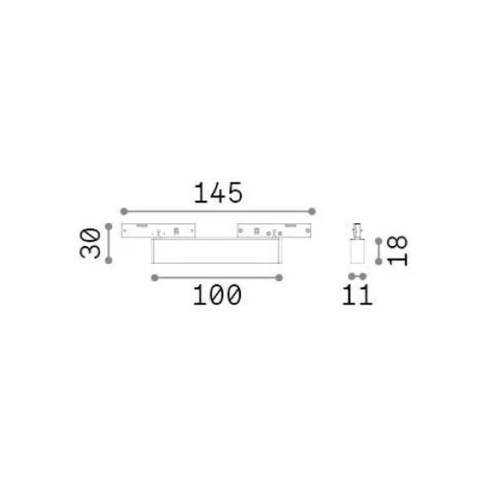 Ideal lux deva accent faretto lineare per binario magnetico led 5w 3000k 14,5cm moderno nero