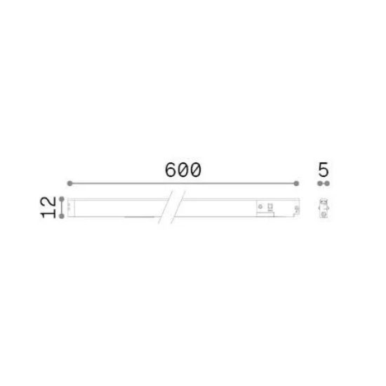 Ideal lux deva wide inner faretto lineare per binario magnetico led 11w 3000k 60cm luce diffusa nero