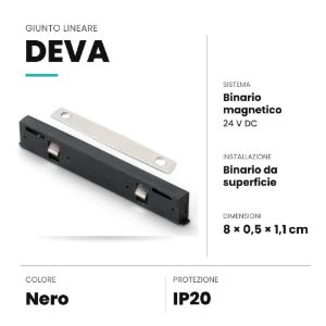 Ideal lux deva giunto lineare per binario magnetico da superficie nero