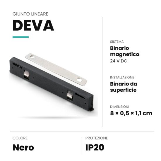 Ideal lux deva giunto lineare per binario magnetico da superficie nero