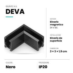 Ideal lux deva giunto a l per binario magnetico da superficie nero