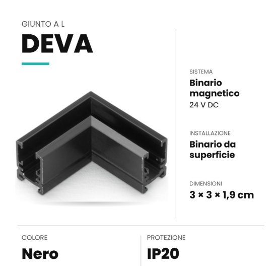 Ideal lux deva giunto a l per binario magnetico da superficie nero