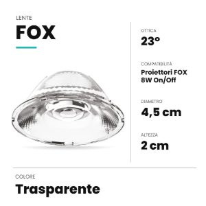Ideal lux fox lente 23° per faretti 8w on-off trasparente