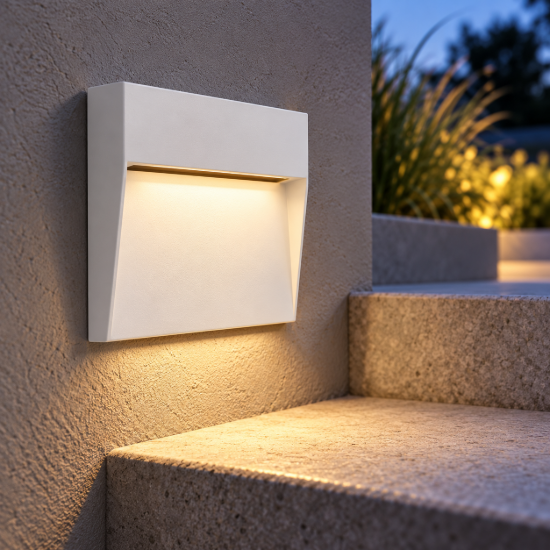 Segnapasso da esterno led 3w 3000k ip54 11cm bianco sabbiato