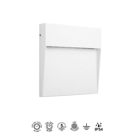Segnapasso da esterno led 3w 3000k ip54 11cm bianco sabbiato