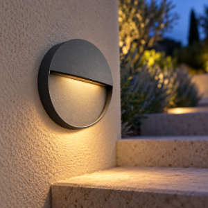Segnapasso per esterno led 3w 3000k ip54 11cm tonda grigio scuro
