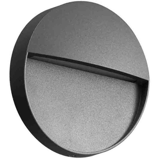 Segnapasso per esterno led 3w 3000k ip54 11cm tonda grigio scuro