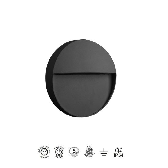 Segnapasso per esterno led 3w 3000k ip54 11cm tonda grigio scuro