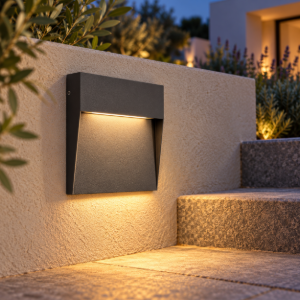 Segnapasso da parete moderno per esterno led 6w 3000k ip54 antracite