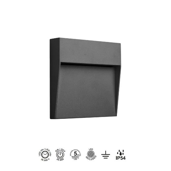 Segnapasso da parete moderno per esterno led 6w 3000k ip54 antracite