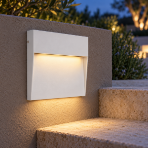 Segnapasso per esterno led 6w 3000k ip54 16cm bianco sabbiato