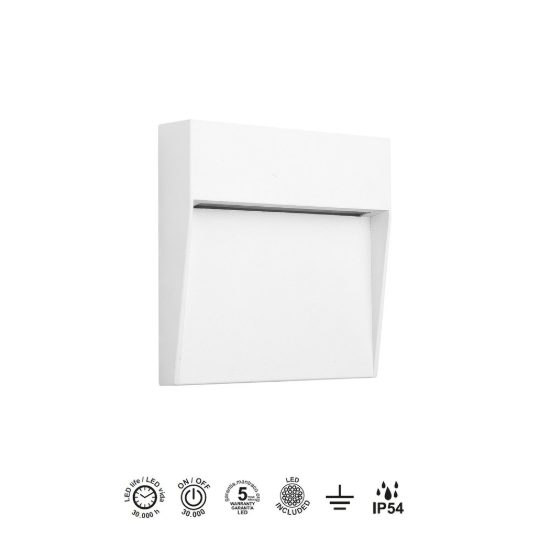 Segnapasso per esterno led 6w 3000k ip54 16cm bianco sabbiato