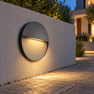 Segnapasso rotondo per esterno led 6w 3000k ip54 16cm antracite