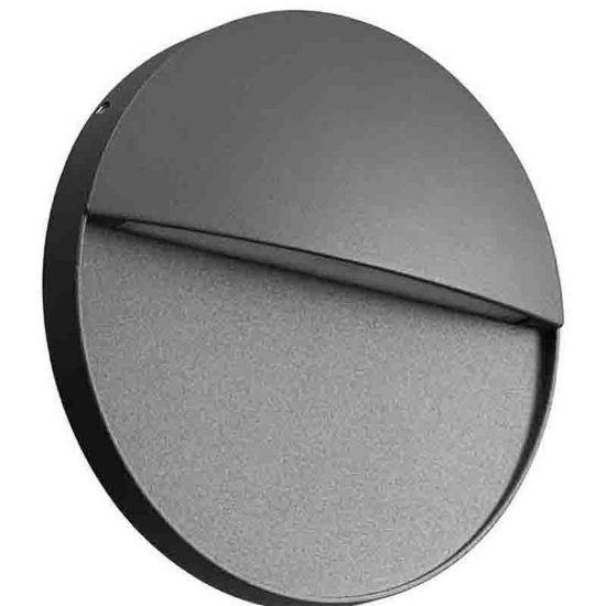 Segnapasso rotondo per esterno led 6w 3000k ip54 16cm antracite