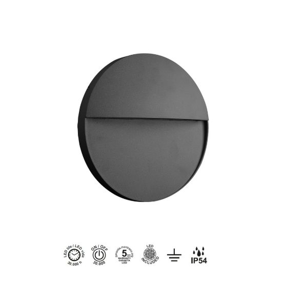 Segnapasso rotondo per esterno led 6w 3000k ip54 16cm antracite
