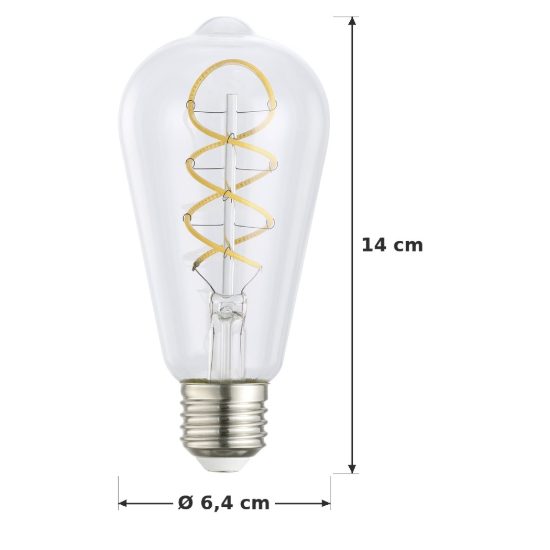 Eglo lampadina led e27 7,3w 2700k a oliva trasparente 6,4cm con filamento a spirale confezione da 8 pezzi