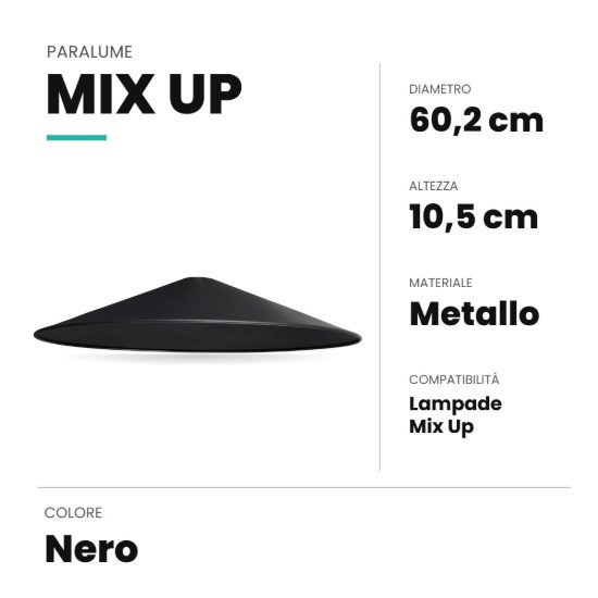 Ideal lux mix up paralume conico grande nero