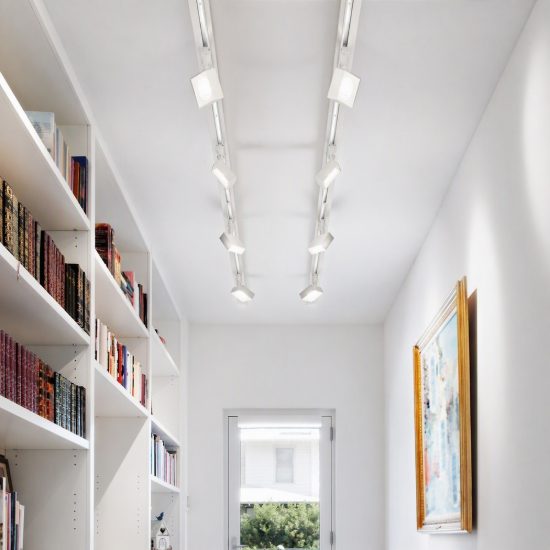 Ideal lux pov faretto per binario trifase orientabile led 22w 3000k quadrato moderno bianco