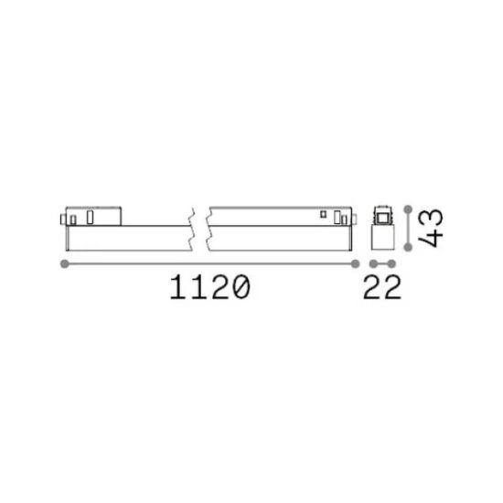 Ideal lux ego wide faretto lineare per binario led 26w 4000k 112,4cm on-off nero