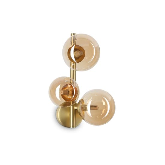 Ideal lux perlage applique 3 luci g9 per soggiorno contemporanea con sfere in vetro ambra