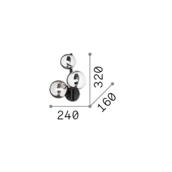 Ideal lux perlage applique 3 luci g9 per soggiorno contemporanea con sfere in vetro ambra