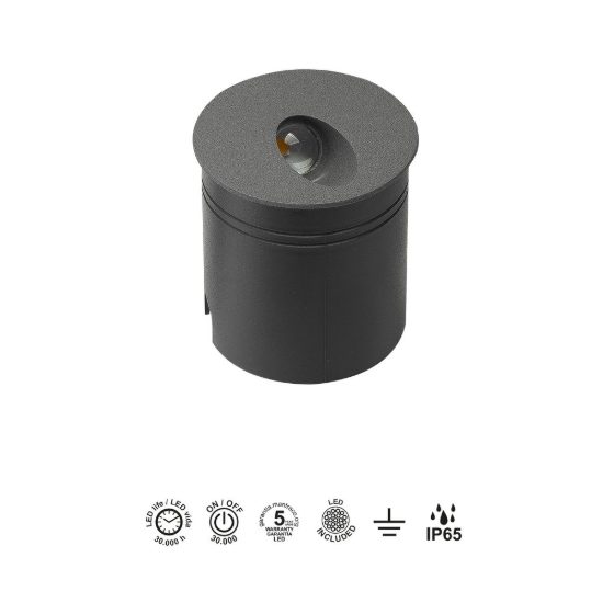 Segnapasso da esterno led 3w 3000k ip65 grigio antracite
