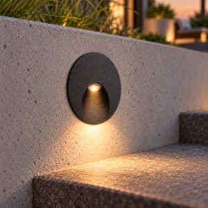 Segnapasso da esterno tondo nero sabbiato led 3w 3000k ip65