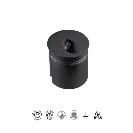 Segnapasso da esterno tondo nero sabbiato led 3w 3000k ip65