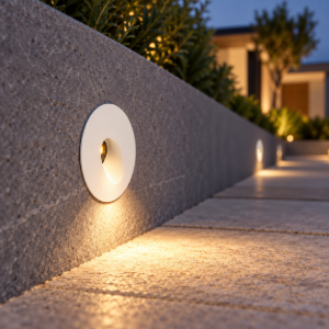 Segnapasso da incasso da esterno led 3w 3000k ip65 8cm tonda bianco sabbiato