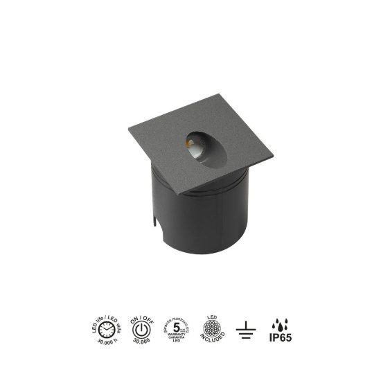 Segnapasso da esterno led 3w 3000k ip65 grigio scuro