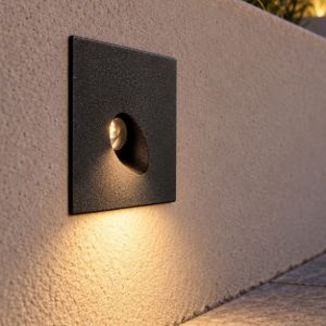Segnapasso da incasso da esterno nero sabbiato led 3w 3000k ip65