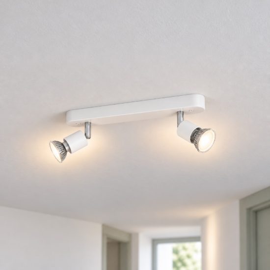 Eglo stecci e plafoniera con 2 faretti gu10 orientabili 30cm moderna bianca confezione da 10 pezzi