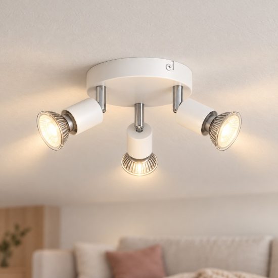 Eglo stecci e plafoniera con 3 faretti gu10 orientabili 14cm moderna bianca confezione da 8 pezzi