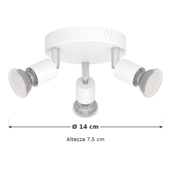 Eglo stecci e plafoniera con 3 faretti gu10 orientabili 14cm moderna bianca confezione da 8 pezzi